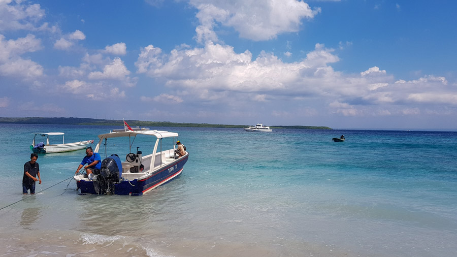 A boat in the harbour Nusa Penida island